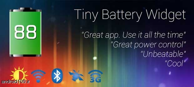 ویجت ساخت میانبر از قسمت های پر استفاده گوشی برای اندروید Tiny Battery Widget